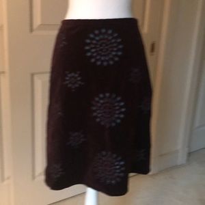 Boden Brown Velour Skirt